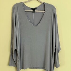 Joan Vass Lavender V-Neck Long Sleeve Top